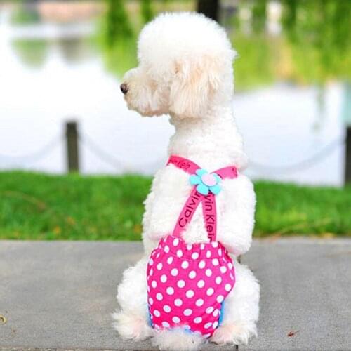 Cute Cotton Overalls Pet Dog Pants Clothing Adjustable Underwear Diapers Multicolor Random Free Shipping