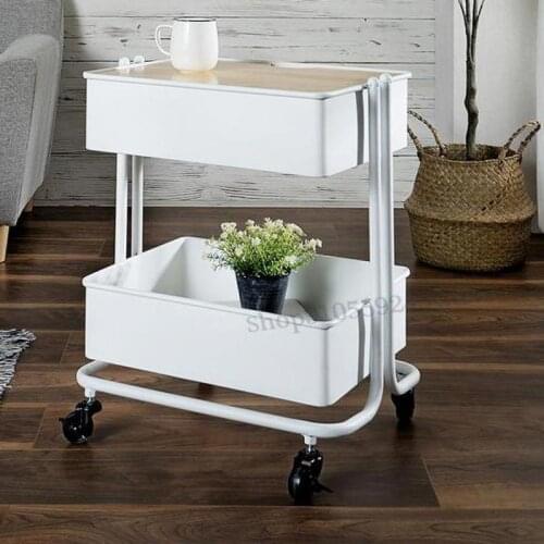 Nordic Trolley Mobile Small Coffee Table Side Table Wrought Iron Sofa Table Side Table Side Cabinet Bed Corner Table Storage Bed