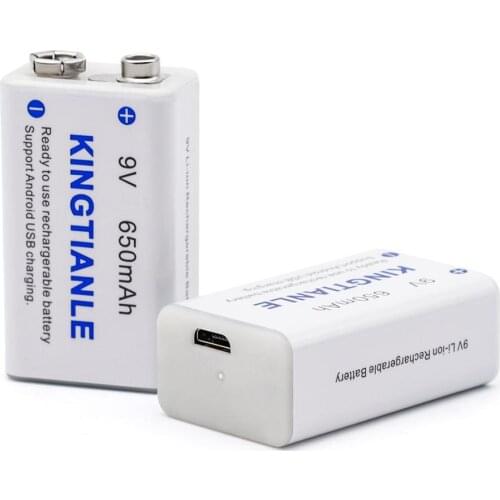Brand new KING TIANLE 9V 650mAh ready-to-use rechargeable battery supports Android USB port connection