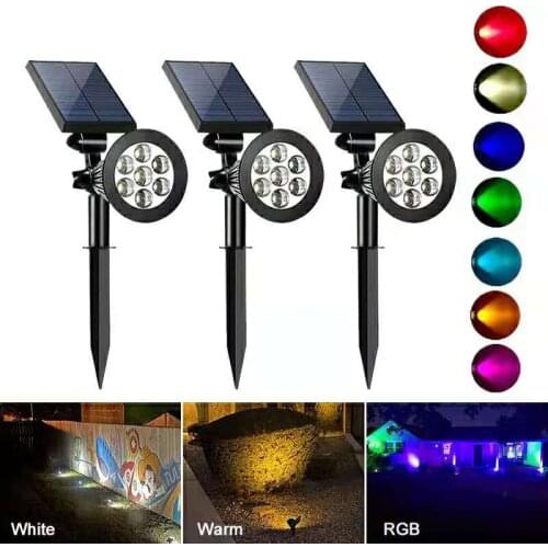 7 LED Outdoor Solar Lights RGB Changing Lawn Ground Lamp IP65 Waterproof Landscape Spotlights Garden Decoration Outdoor Lighting
