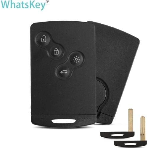 WhatsKey 4 Buttons Key Shell For Renault Megane Laguna Koleos Clio Keyless Smart Card Key Case with Insert NSN14/VA2 Blade