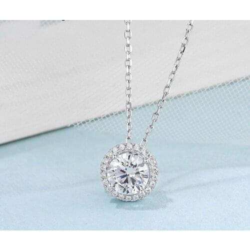 Luxury 100% 925 Sterling Silver Hand Made Real 1 Carat D Color Moissanite Gorgeous Pendant Necklace For Women Fine Jewelry Gift