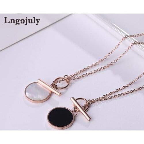 Fashion Titanium Steel Black&White Pendant Necklaces For Women Anniversary Engagement Wedding Necklace Accessoeries Jewelry Gift
