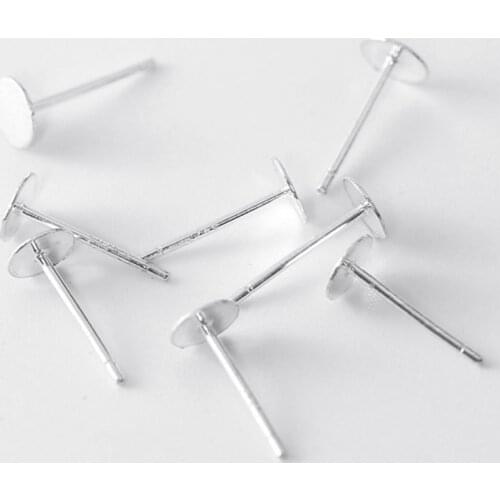 10pcs 925 Sterling Silver Earrings Studs Cabochon Base Stud Base Accessories For Making Earrings Pin DIY Jewelry Findings