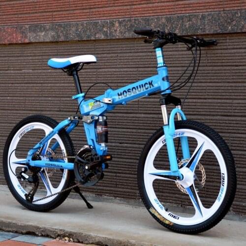 20-Inch Childrens Mens Womens Adult Folding Double Shock-Absorbing Mountain Bike Variable Speed Student Bike