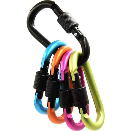 5 pcs D-ring Key Chain Aluminum Alloy Carabiner Locking Clip Hook for Camping Equipment