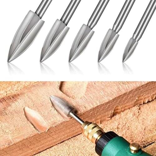 5 Pcs Set Hss Drill Bit Wood Carving Engraving Tools Steel Solid Carbide Root Milling Grinding Burr Woodworking Milling Cutter