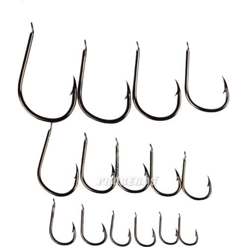 50pcs/lot high Carbon Steel single hook with barbs Hooks Durable Pesca Jig Head Flat head Fly Fishhooks Jip carp fishing tackle
