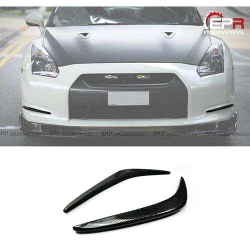 Car Accessories For Nissan R35 GTR 2008-2012 AS Style Carbon Fiber Front Bumper Canard Glossy Finish Splitter Drift(Pre-facelift