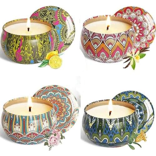 Smokeless Tinplate Scented Candles Gift Set Natural Soy Wax Aromatherapy Candles Kit Home Decor Home Decoration