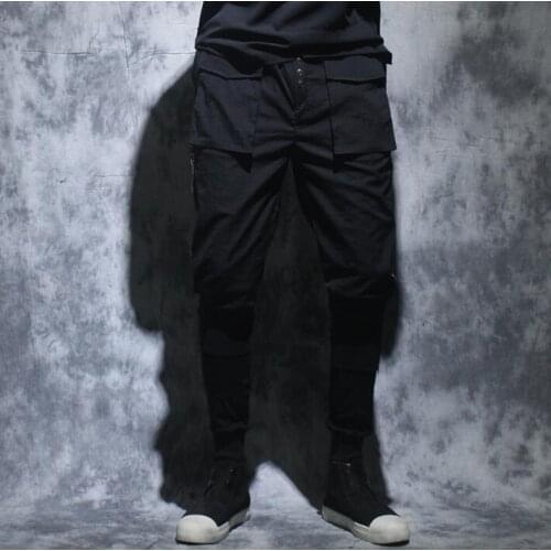 Big pocket personality mens pants Fake two-piece design harem pant men feet trousers pantalones hombre cargo pantalon homme