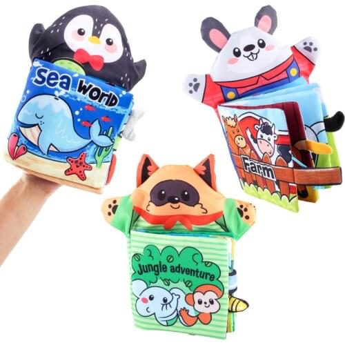 Baby Toys 0 12 Months For 3D Tails Cloth Books For Kids Soft Plush Animals Hand Puppet For Infant Learning Education Gifts Toy