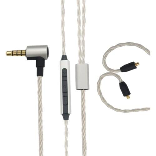 DIY MMCX upgrade cable silver plated wire with mic 1pcs