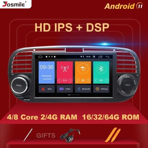 DSP 4GB 64GB 1 Din Android 11 Car DVD Player For FIAT 500 Radio Multimedia GPS Navigation Stereo Audio Carplay Wifi BT 8 Core