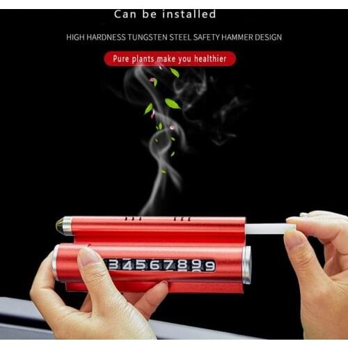 Mobile phone holder for mobile phone card, temporary parking number, Aromatherapy,automobile multifunctional safety hammer