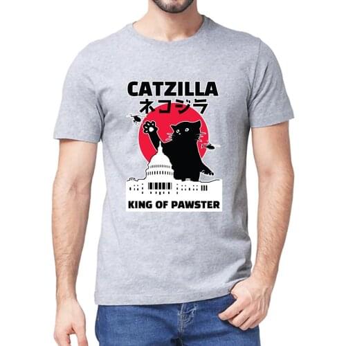 Unisex 100% Cotton Catzilla Japanese Vintage Sunset Style Black Cat Lover Mens T-Shirt Women Soft Top Tee Gift Sweatshirt