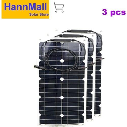 HannMall Flexible Solar Panel Plate 12V 25W Solar Charger for Car Battery Charging 18V Monocrystalline Cell Module For House
