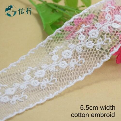 5.5cm width Cotton embroid lace sewing ribbon guipure trims or fabric warp knitting DIY Garment Accessories free shipping#3590
