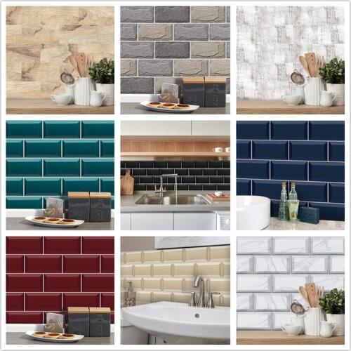 Simulated Wood Grain Brick Wall Floor Sticker Home Decor Kitchen Decals Living Room Ground DIY PVC Waterproof Mural 3D Wallpaper