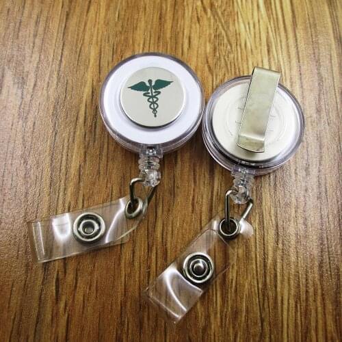 Caduceus Symbol ID Badge Reel for Docter Nurse Teacher Student retractable recoil id badge holder work fun