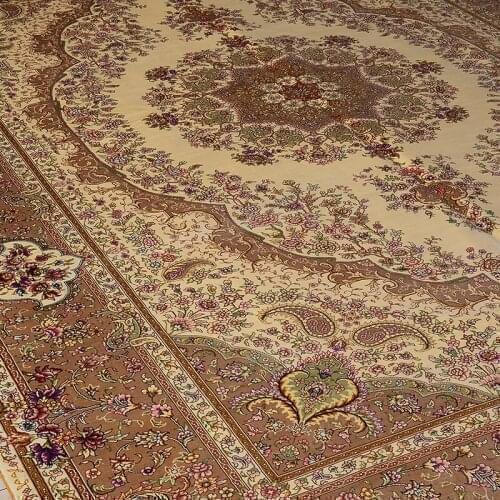 Good quality 6'x9' Yellow Persian Classic Rug Medal Style Artificial Weaving Silk Carpet For Living Room Or Office