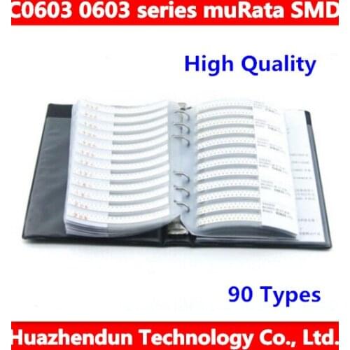 High Quality New C0603 0603 series muRata SMD capacitor 90 Types 4500pcs in Total 5% Tolerance Electronic Components Sample Book