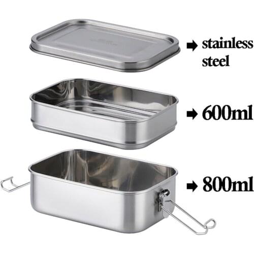 Lunch Bento Box 304 Stainless Steel Food Container Double Layer Large Fruit Cake Snack Box 1400ml Storage Box Bin Tableware