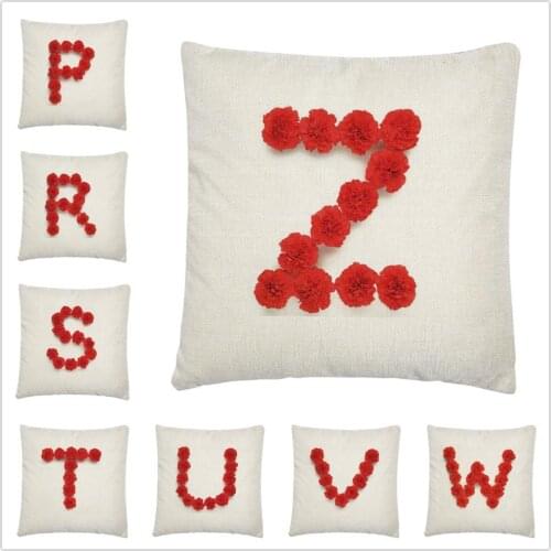 Rose mosaic letter pattern Linen Cushion Cover Pillow Case for Home Sofa Car Decor Pillowcase 45X45cm
