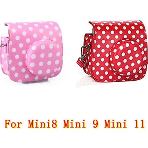 Cute Dot Case PU Pouch Camera Bags With Strap Protector Cover For Fujifilm Instax Mini 8/8+/9 Mini 11 Instant Camera