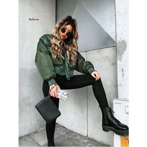 Fashion Vintage Women Chic Green Oversize Bomber Jacket Stylish Female Pockets Zippers Coat Casual Ladies Outerwear