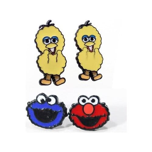 Sesame Street Fashion Anime Action Figures Cartoon Products Accessories Stud Earrings Girls Unisex Birthday Gifts