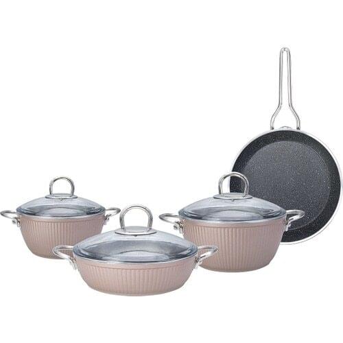 Emsan Line 7 Piece Granite Cookware Set Rosegold