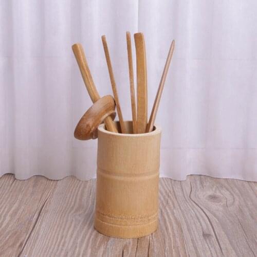 6Pcs Tea Ceremony Utensils Set Bamboo Teaspoons Needle Clip Strainer Tong Tube