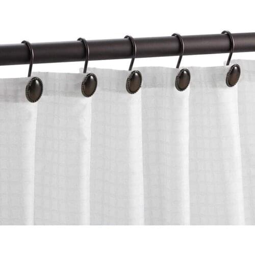 NHBR 12Pcs Metal Shower Curtain Hooks Oil-Rubbed Bronze Rustproof Decorative Shower Curtain Rings for Bathroom
