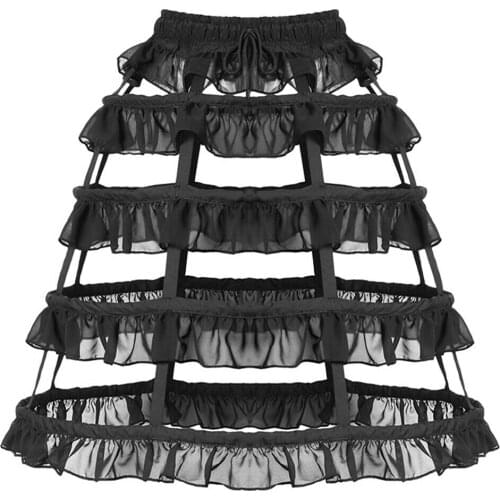 Latest Looking of New Arrival Womens Gothic Crinoline Hoop Skirt Black Petticoat Bustle