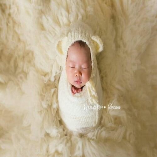 Newborn knit cotton hat props Crochet baby bear bonnet Newborn photography props