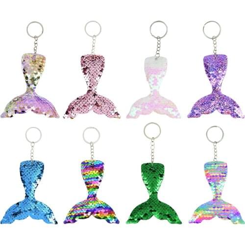 Mermaid Tail Sequin Keychain Little Mermaid Birthday Party Decoration Children Baby Shower Holiday Decoration Gift Supplies