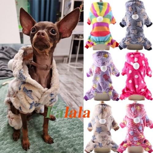 Dog Clothes Pajamas Fleece Jumpsuit Winter Dog Clothing Four Legs Warm Pet Clothing Outfit Small Dog Star Costume Apparel