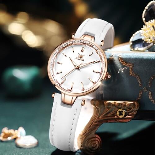 OLEVS 2021 Fashion Ladies Watch Fashion Leather Watch Vintage Ladies Watch Quartz Clock Mujer Bayan Kol Saati Montre Feminino