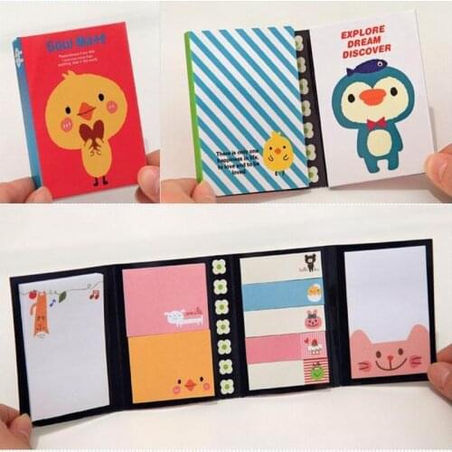 Wholesale 500 pcs New Creative 180 Pages Sticker Mini Animal Sticky Notes 4 Folding Memo Pad Gifts School Stationery Supplies