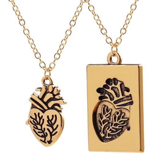 Couple Necklace 2 Pcs Hearts Pendant Necklace For Women Men Gold Silvery Color Fashion Jewelry Gift For Lovers 2021