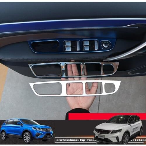 Stainless steel Car Styling Armrest Panel Window Lifter Switch Cover Decorative Sticker for Geely Coolray 2019-2021 Accessorie