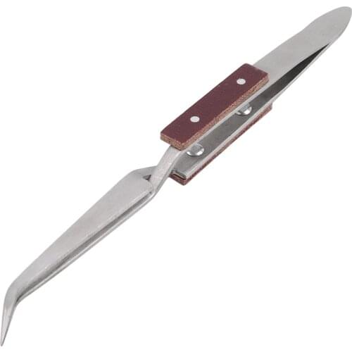 Pro Jewelry Soldering Tweezers Straight Curved Tip Selflock Welding Tweezer Cross Locking Jewelry Making Craft Tool for Jeweler