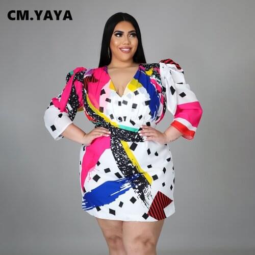 Plus Size Women Print V-neck High Waist Bodycon Midi Dress Summer Streetwear Vintage Dresses