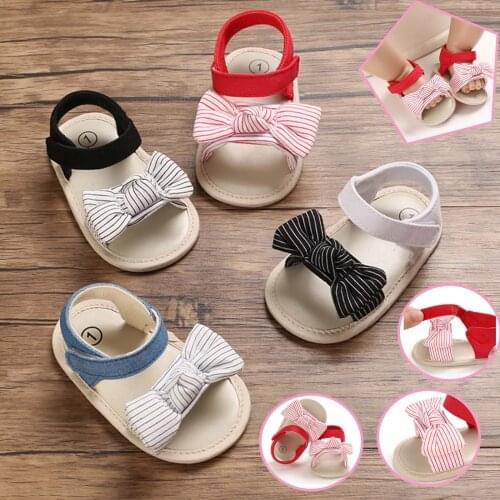 Sandalias Baby Girls Bow Knot Sandals Cute Summer Flat Princess Shoes Infant First Walkers Velcro Soft Bottom Toddler Sandales