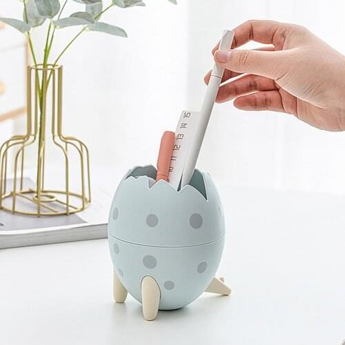 1PC Cute Round Dinosaur Egg Plastic Pen Holder Stand Office Desk Organizer Pencil Pot Container Stationery Storage Box Kids Gift