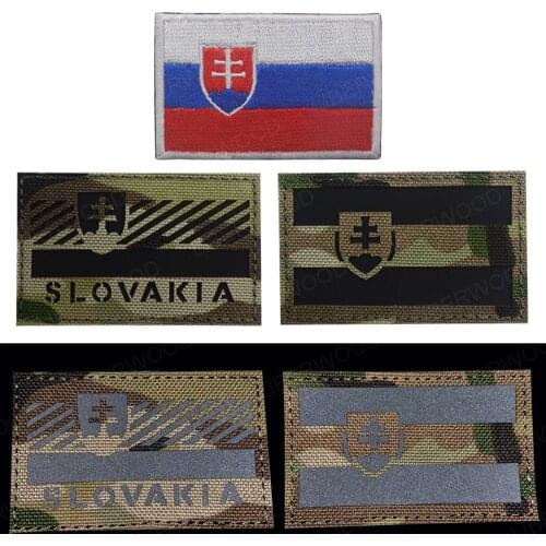 Slovakia Infrared reflective IR Patch Army Military tactical armband emblem Slovak Republic badge patches Embroidered appliques