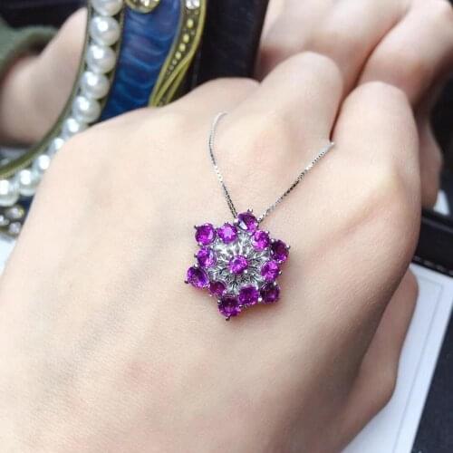 Fresh snowflake shape shiny natural garnet pendant for necklace natural garnet real 925 silver best choice for birthday gift