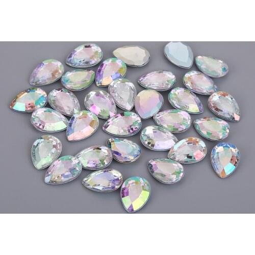 TPSMOC 13*18mm Pointback Drop Acrylic Sew on Rhinestone Crystal Rhinestones buttons For Wedding Dress