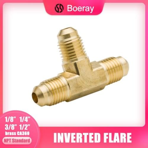 2pcs 1/8" 3/16" 1/4" 5/16" 3/8" Brass forged Tube Hose Fitting SAE 45 Degree Flare Male Branch Tee Union Tee(Model:44)